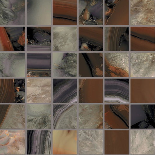 Emilceramica Tele di Marmo Precious Agate Brown Full Lappato Mosaico 5x5