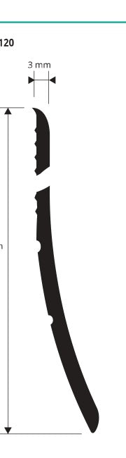 Battiscopa 120 PVC flessibile Progress Profiles - disegno tecnico