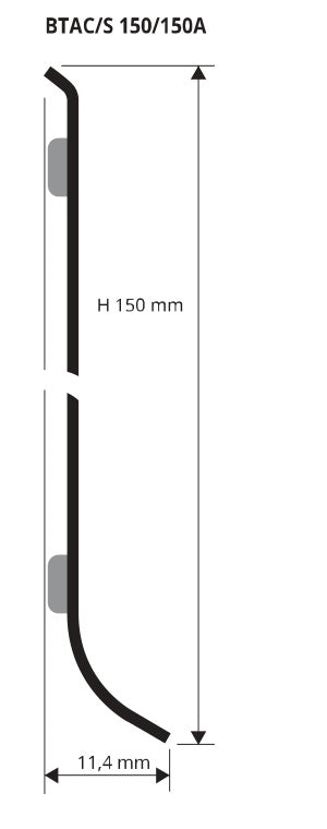 Battiscopa 150 Progress Profiles disegno tecnico H 150 mm