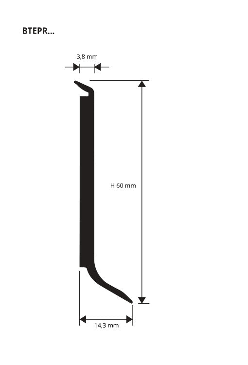 Battiscopa 6014 Progress Profiles disegno tecnico H 60 mm