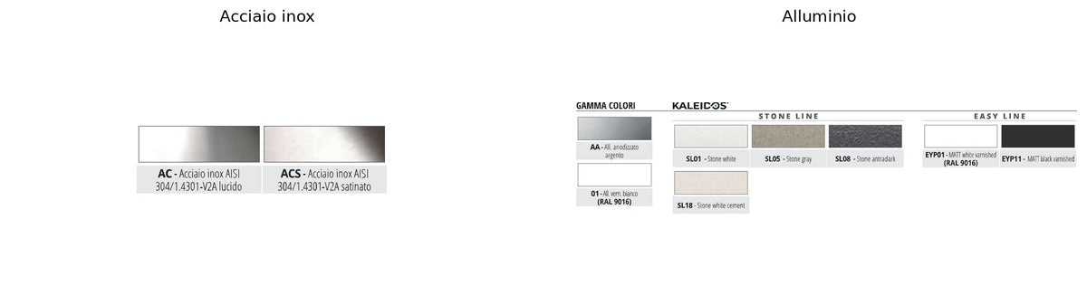 Battiscopa 80 gamma colori acciaio inox e alluminio