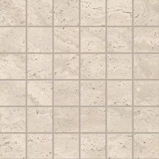 Emilceramica DualTravertine Poro Aperto Beige Mosaico 5x5 Silktech R10