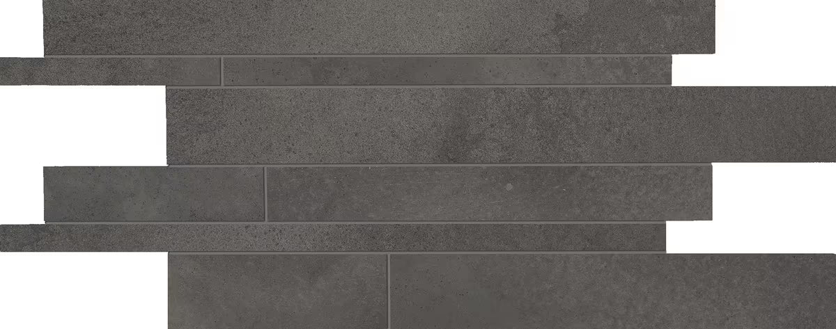 Ergon Tr3nd Black Concrete Mosaico Listelli 30x60 Naturale R10