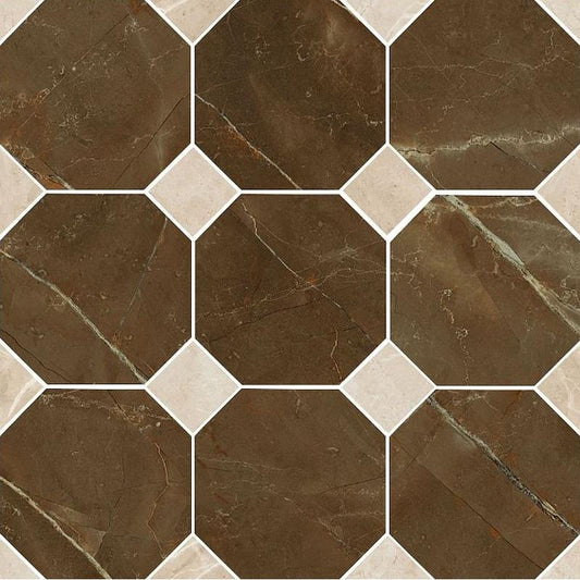 Versace Emote Mosaico Ottagono Crema/Marrone 39x39 Lux