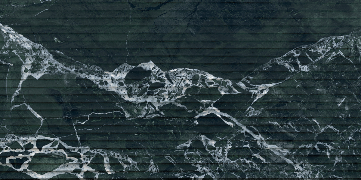Florim Glam Luxe Forest Green 60x120 9mm Canneté - Groove - texture ufficiale Florim, faccia 1 - SKU 794013