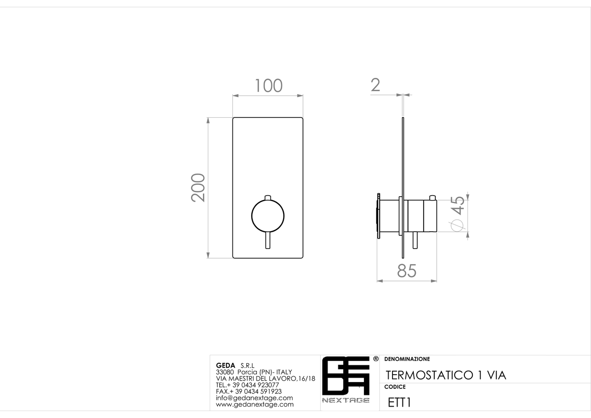 Geda ETT1 - scheda tecnica