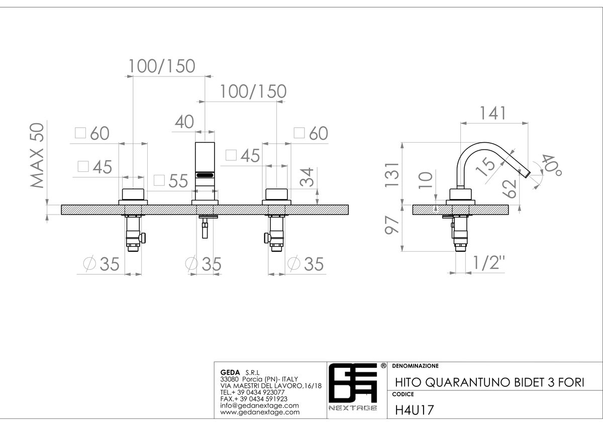 Geda H4U17 - scheda tecnica