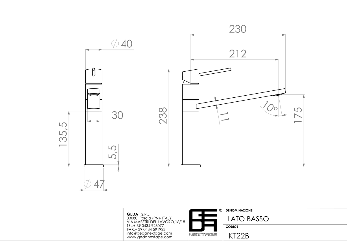 Geda KT22B - scheda tecnica