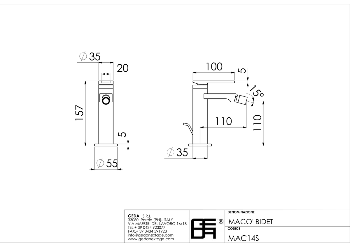 Geda MAC14S - scheda tecnica