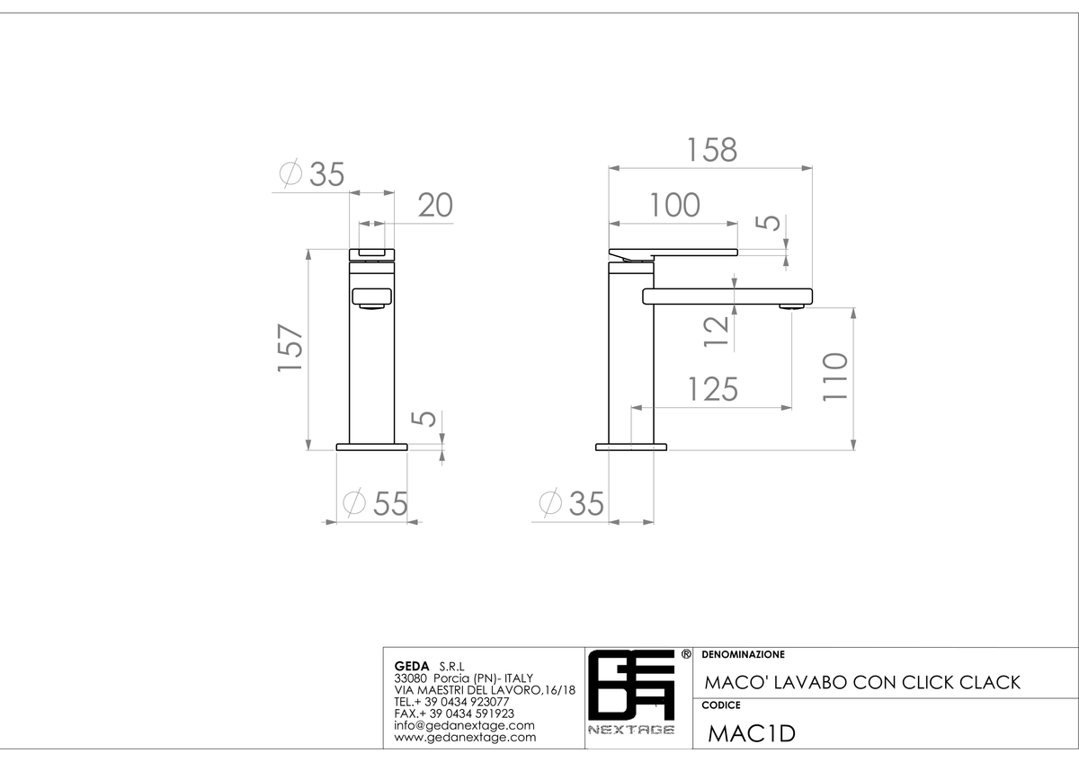 Geda MAC1D - scheda tecnica
