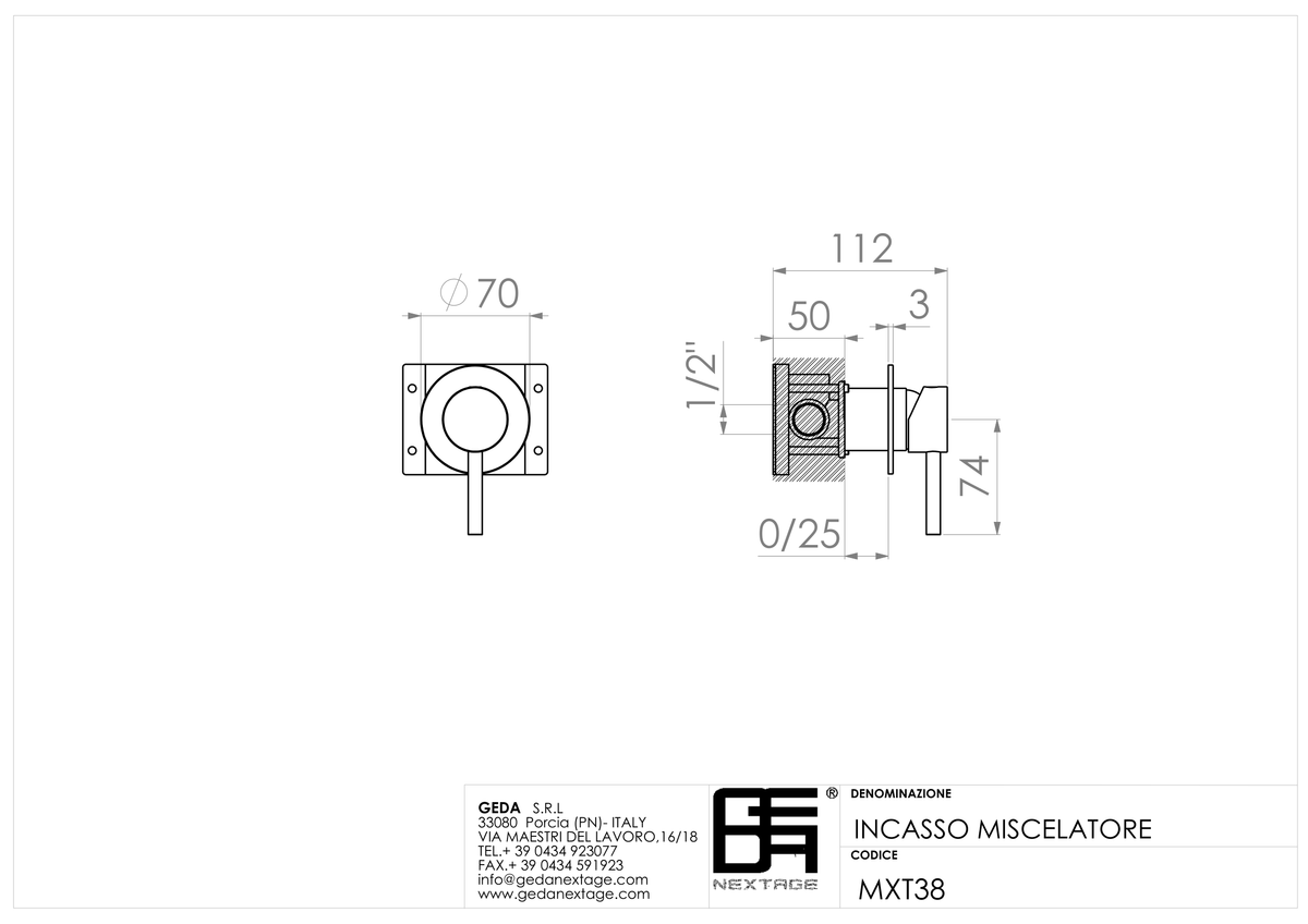 Geda MXT38 - scheda tecnica