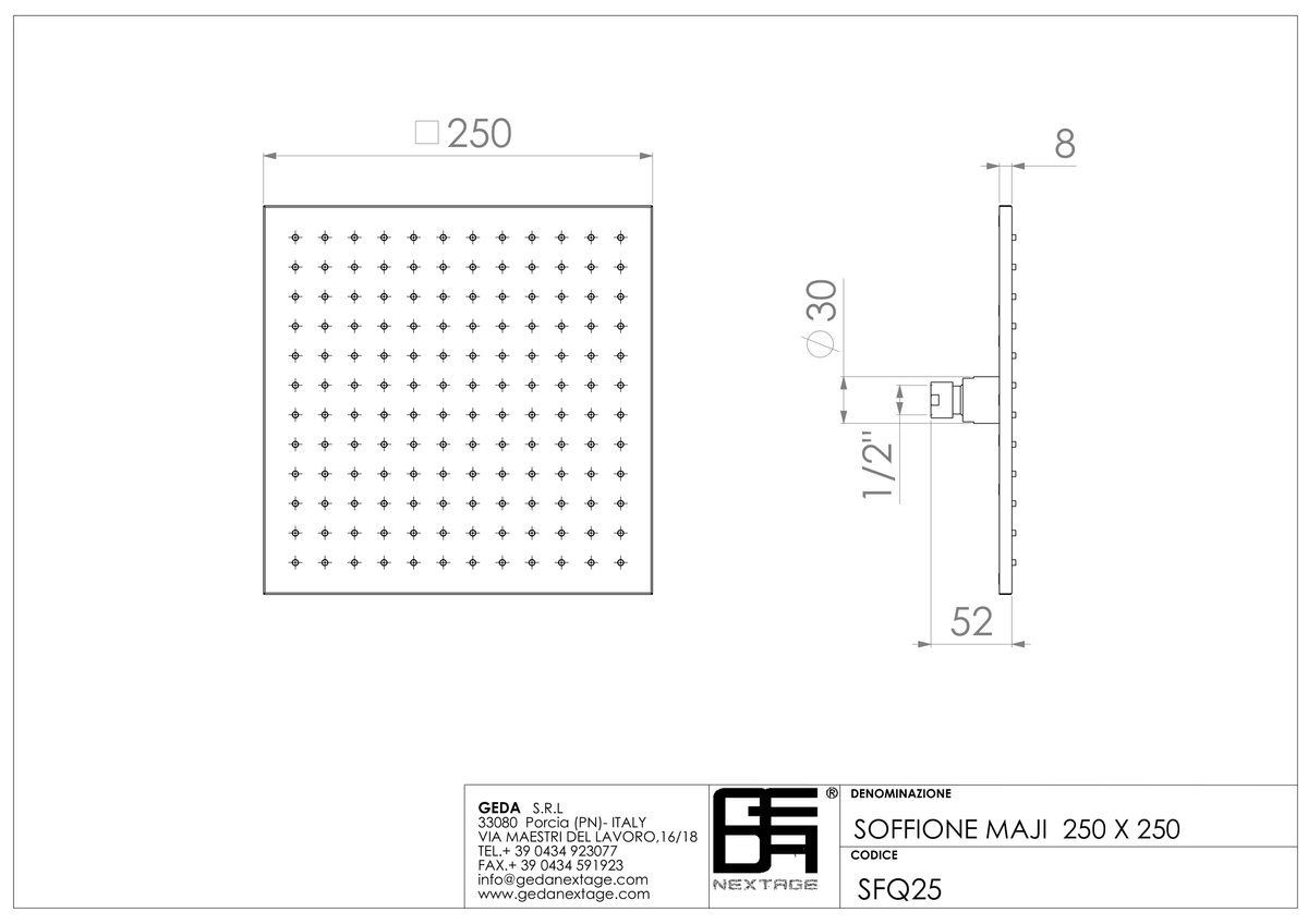 Geda SFQ25 - scheda tecnica
