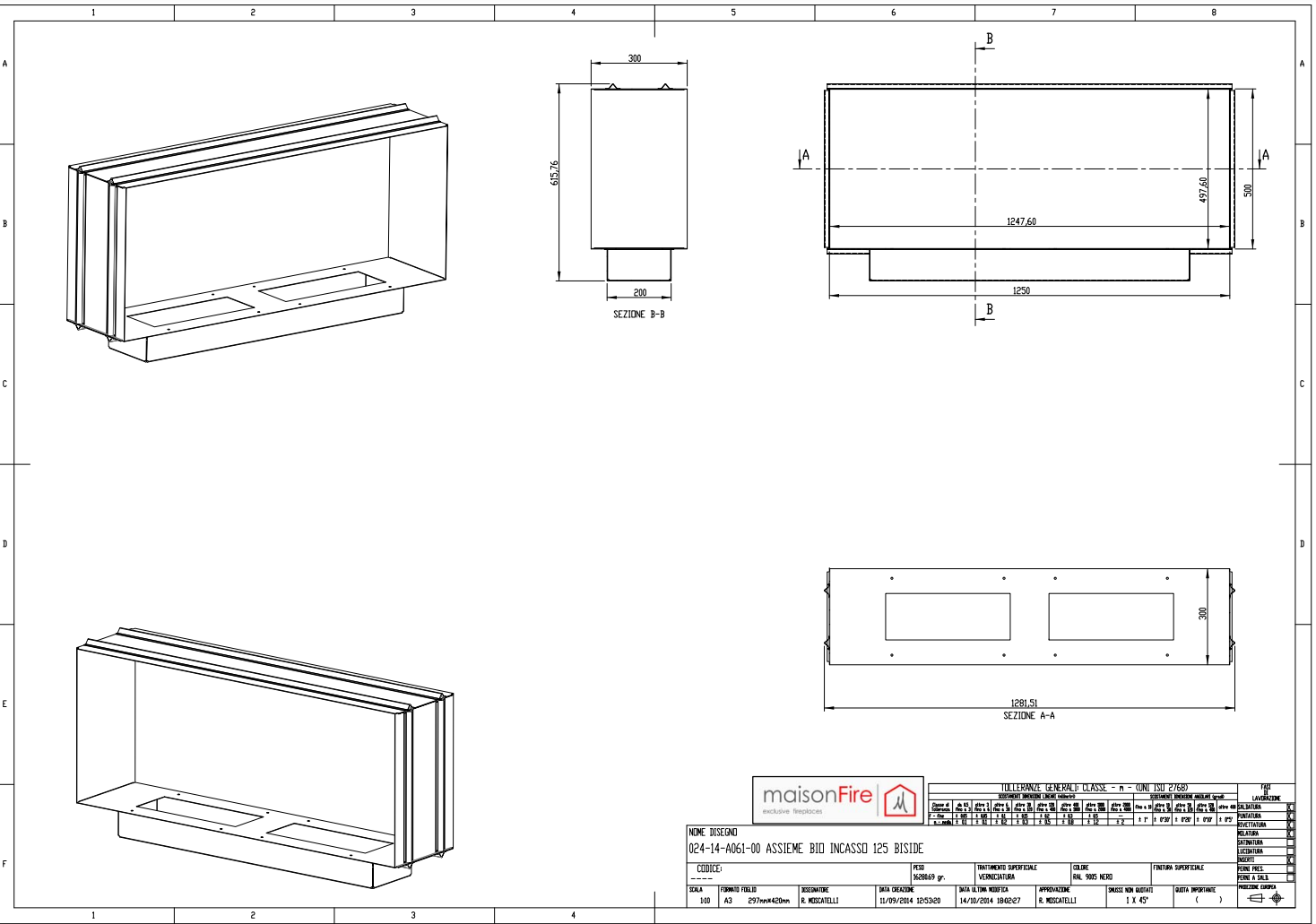 Camino a Bioetanolo Incasso 125 Bifacciale maisonFire - Camini a Bioetanolo di maisonFire - Prezzo solo €3586! Compra ora su CEGO CERAMICHE