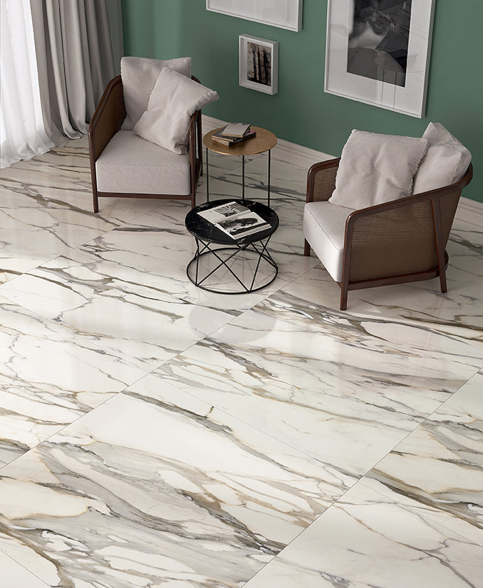 Infinito 2.0 Calacatta Gold Glossy 60x120 - Gres Porcellanato di Fondovalle - Prezzo solo €99! Compra ora su CEGO CERAMICHE