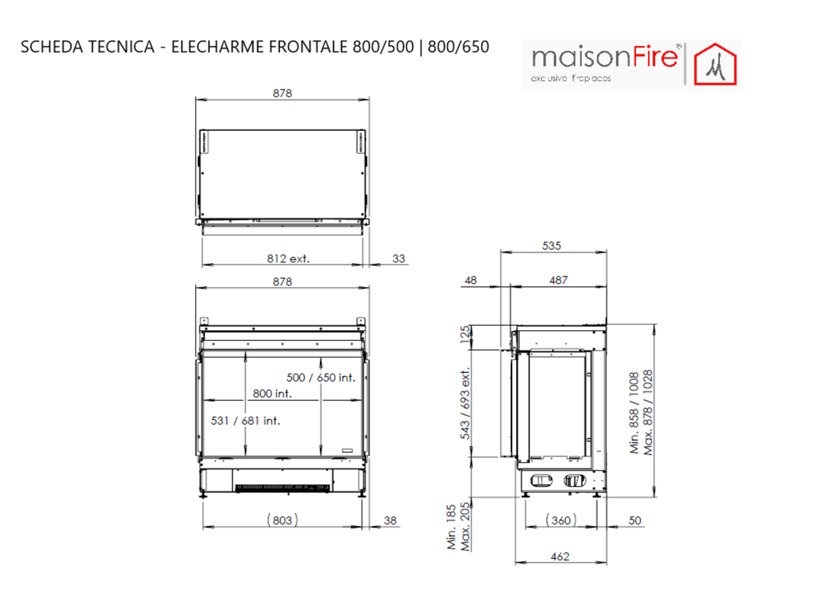 Elecharme Mood Frontale 800-650 maisonFire - Scheda tecnica ufficiale maisonFire