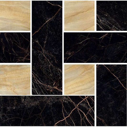 Versace Marble Mosaico Chesterfield Nero/Oro 29,1x29,1 Lux