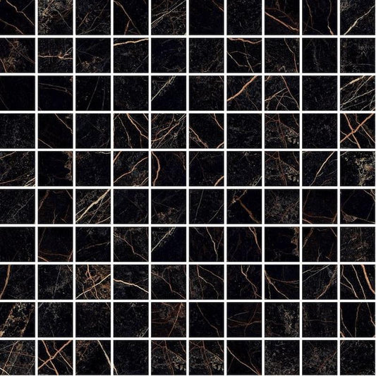 Versace Marble Mosaico Intreccio Nero/Oro 29,1x29,1 Lux