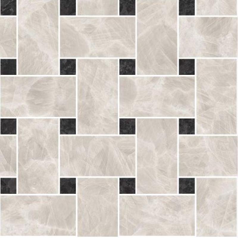Versace Meteorite Mosaico Intreccio Bianco/Nero 30x30 Lappato