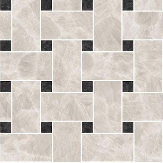 Versace Meteorite Mosaico Intreccio Bianco/Nero 30x30 Naturale