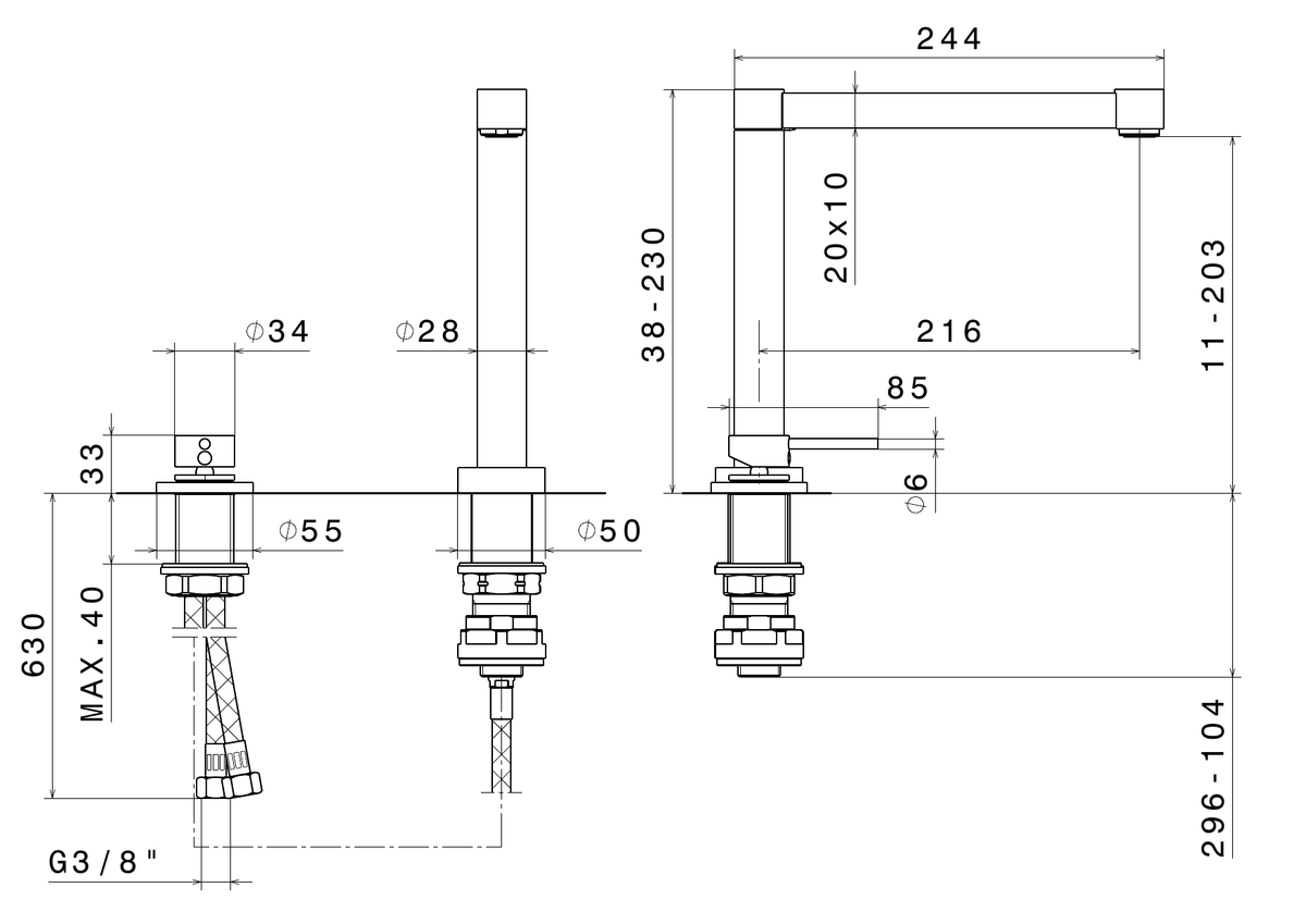 Newform 2439 - disegno tecnico