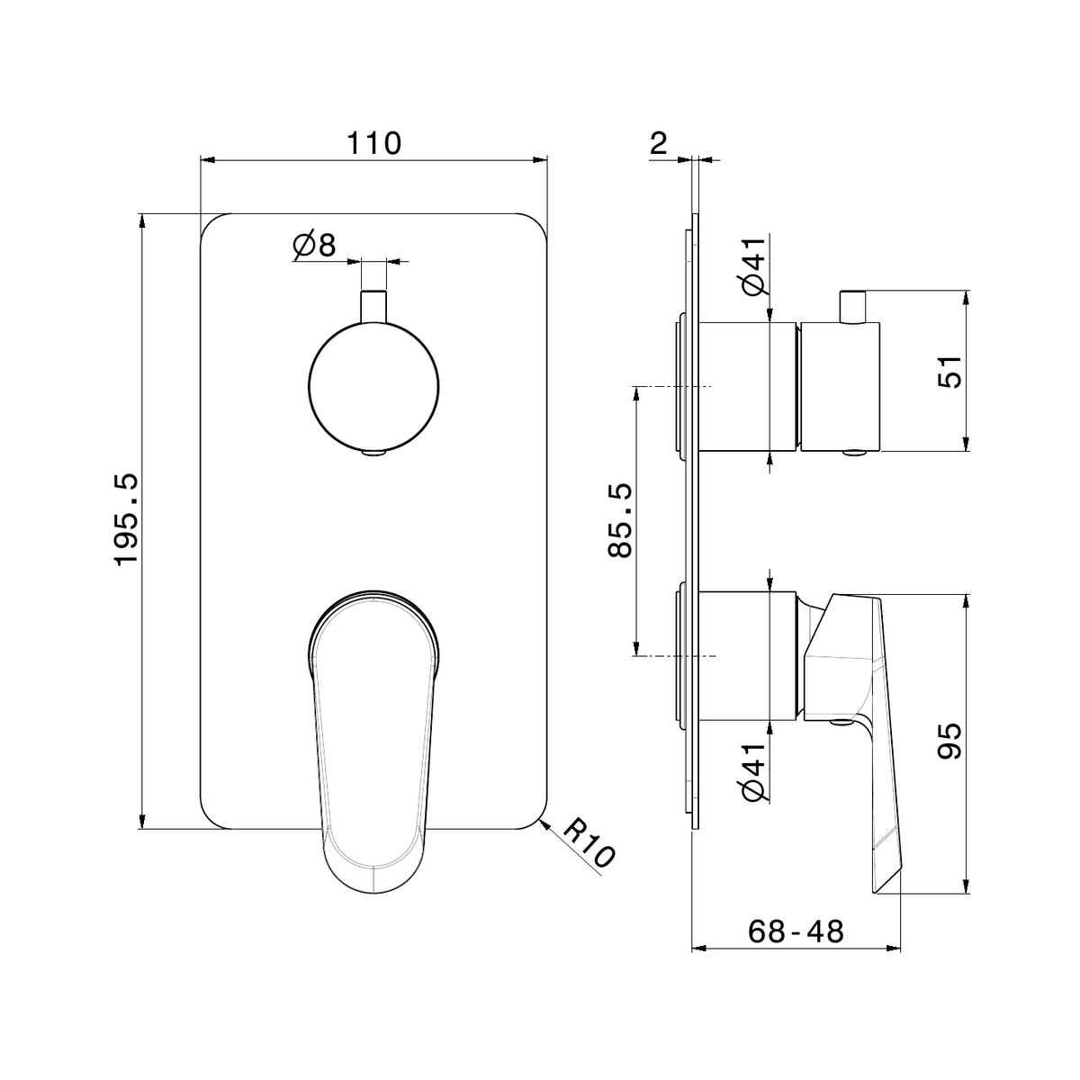 Newform 68974E - disegno tecnico