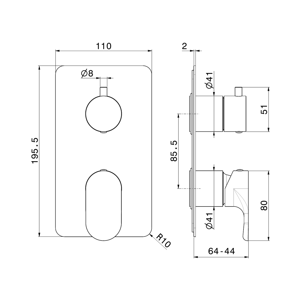 Newform 69473E - disegno tecnico
