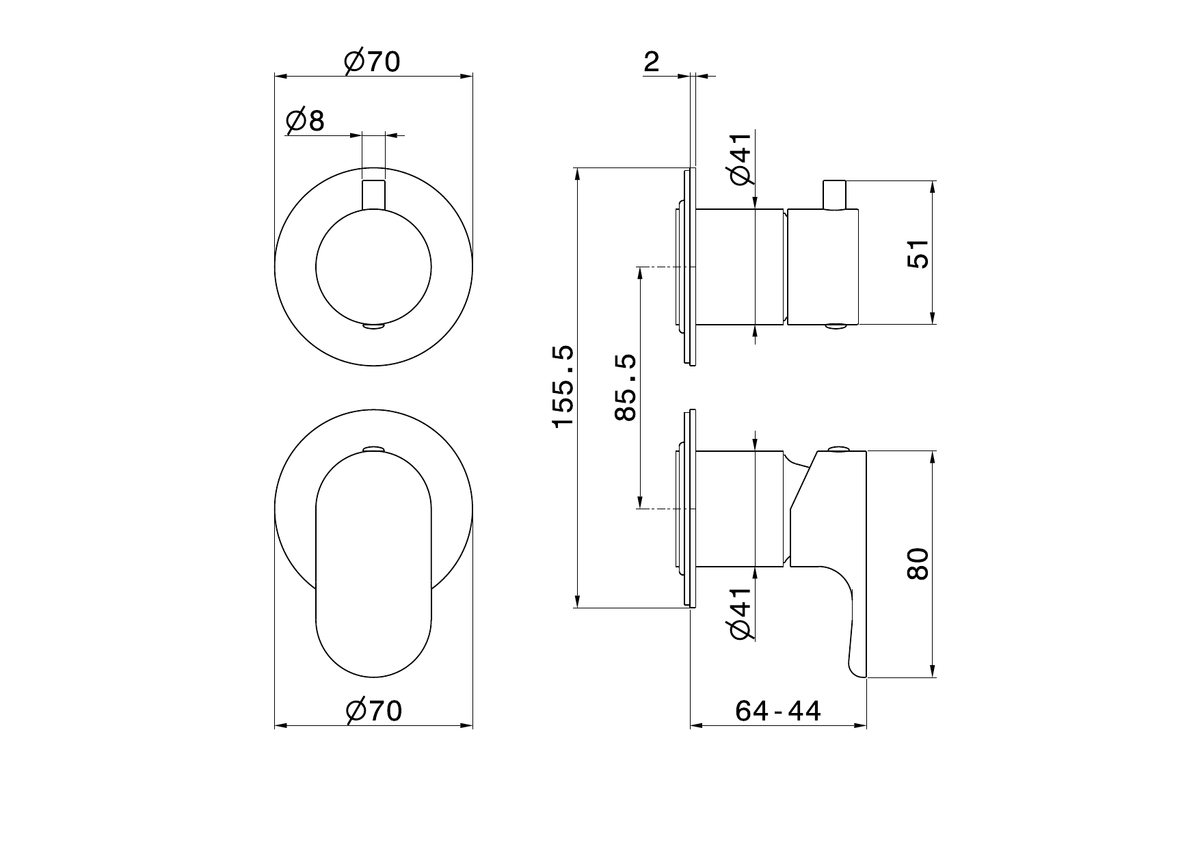 Newform 69474E - disegno tecnico