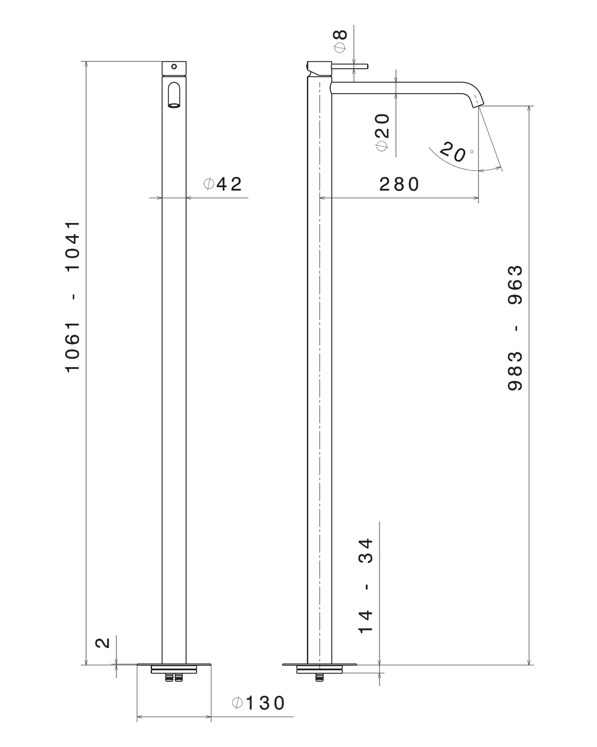 Newform 69618EX - disegno tecnico