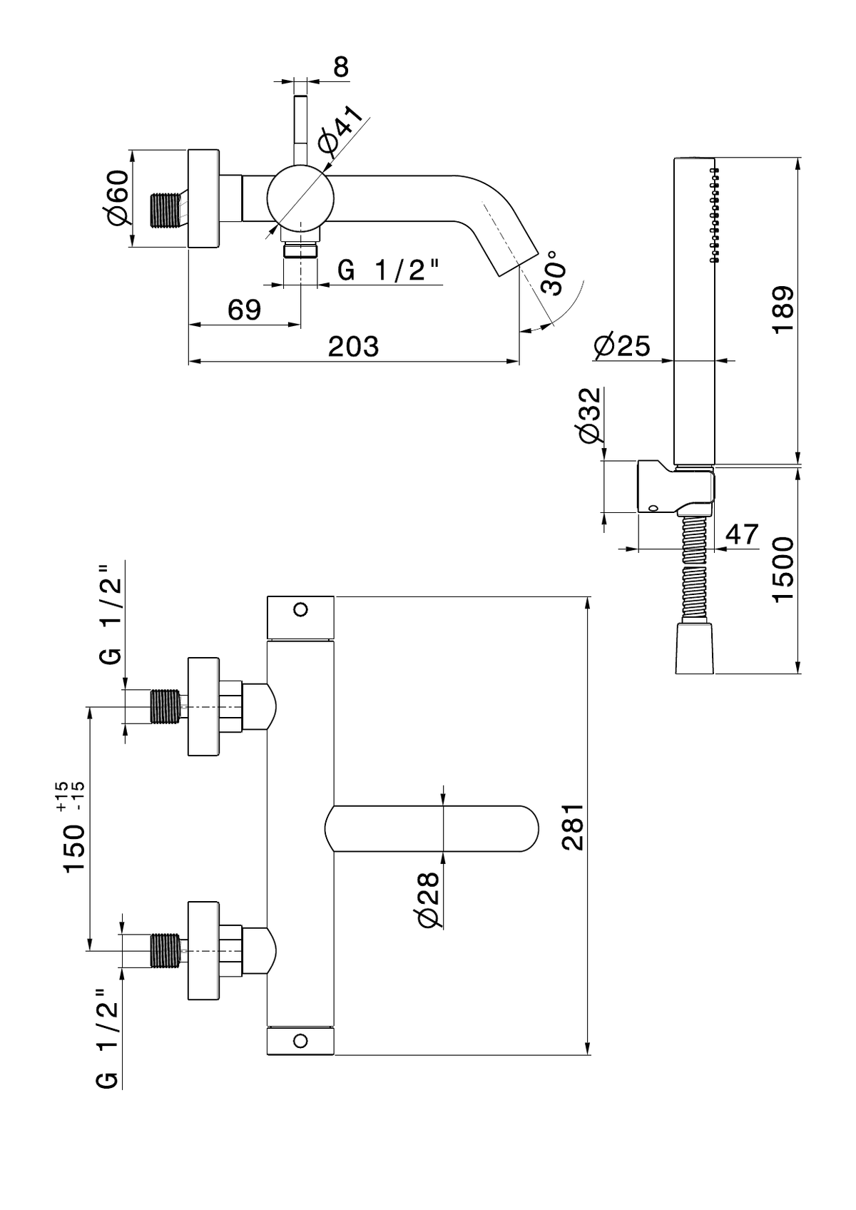 Newform 69641CX - disegno tecnico