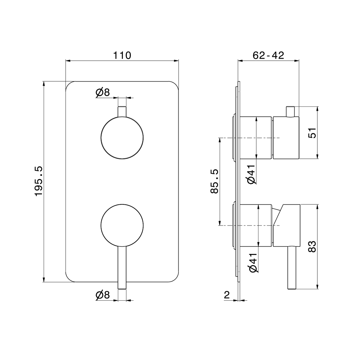 Newform 69673EX - disegno tecnico