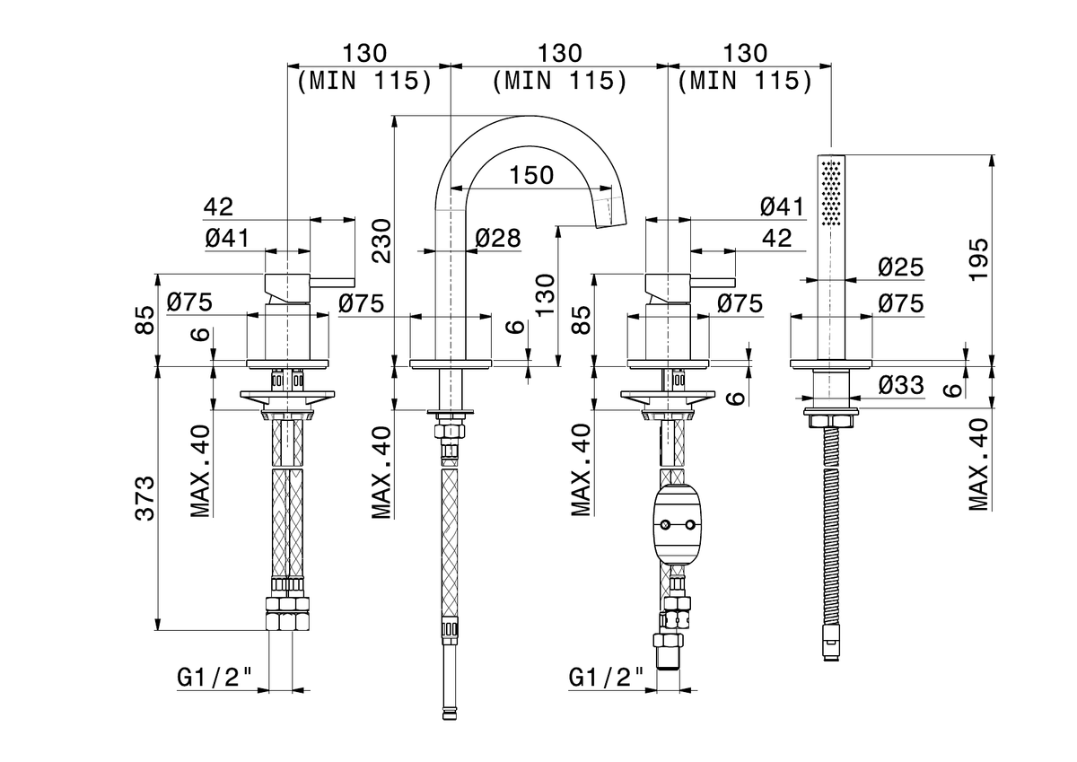 Newform 69682XC - disegno tecnico