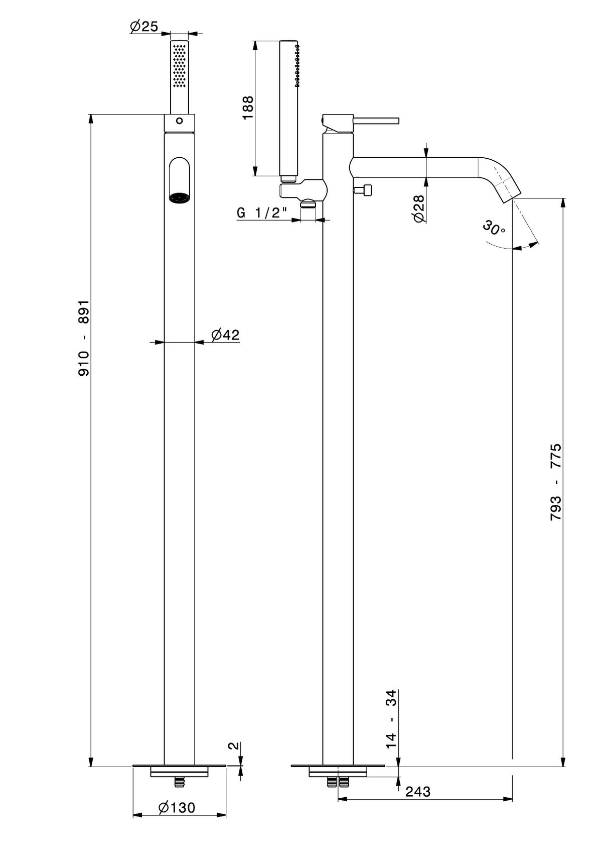 Newform 69684EX - disegno tecnico