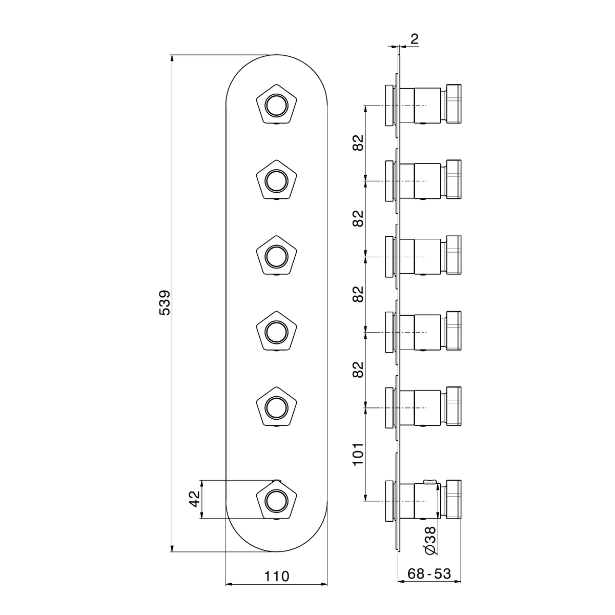 Newform 69805E - disegno tecnico