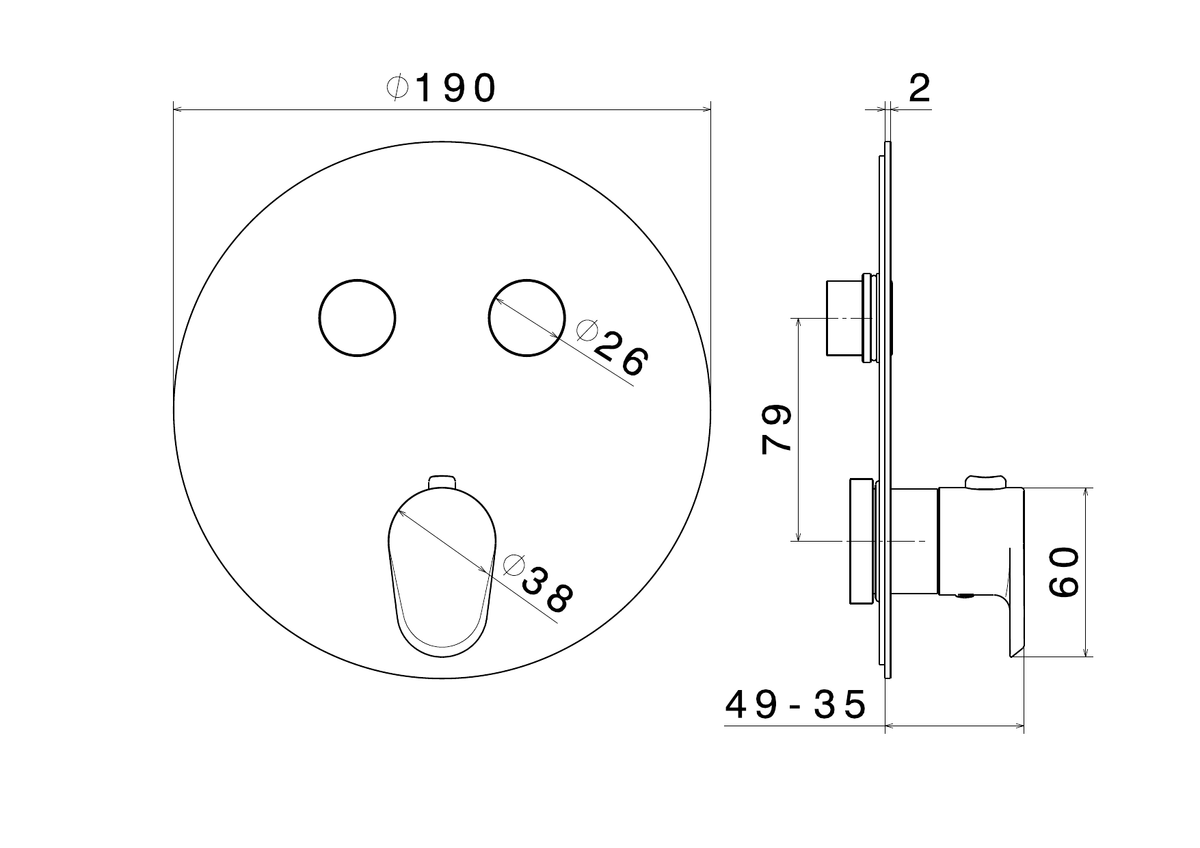 Newform 70423E - disegno tecnico
