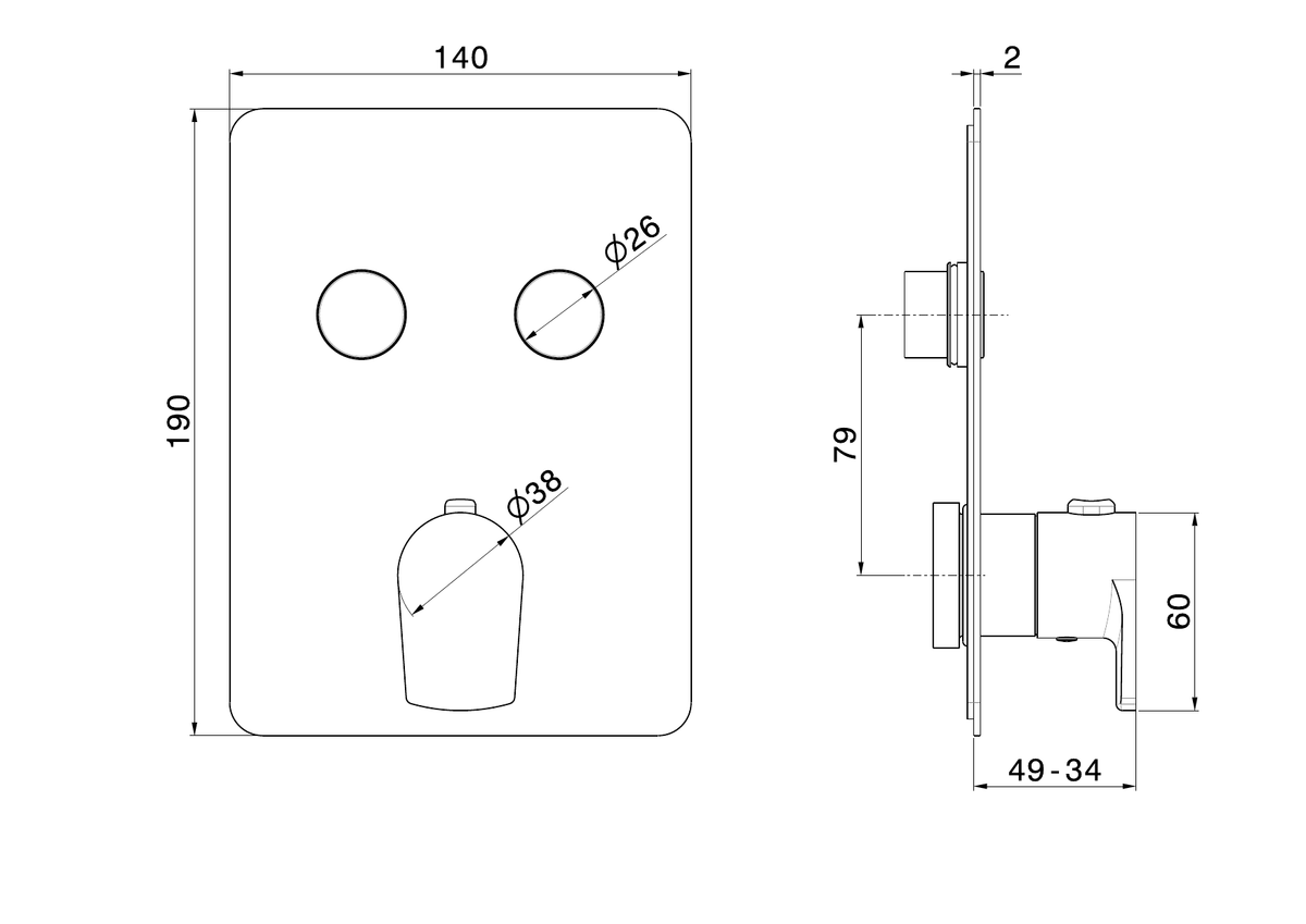 Newform 70436E - disegno tecnico