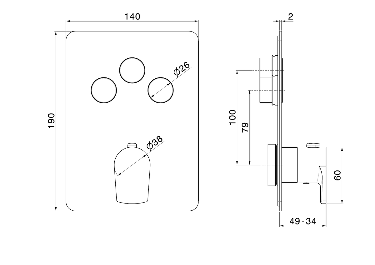 Newform 70437E - disegno tecnico