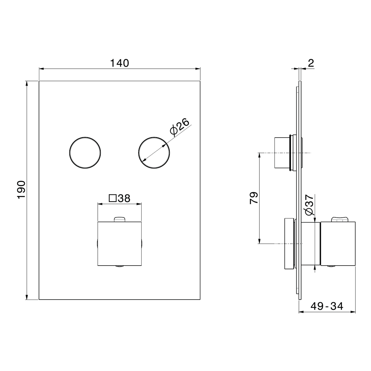 Newform 70442E - disegno tecnico