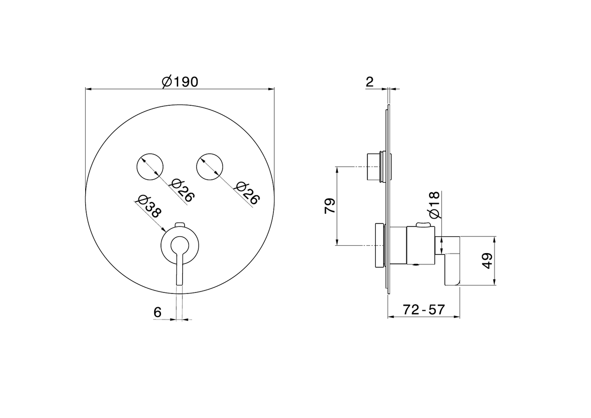Newform 70454E - disegno tecnico