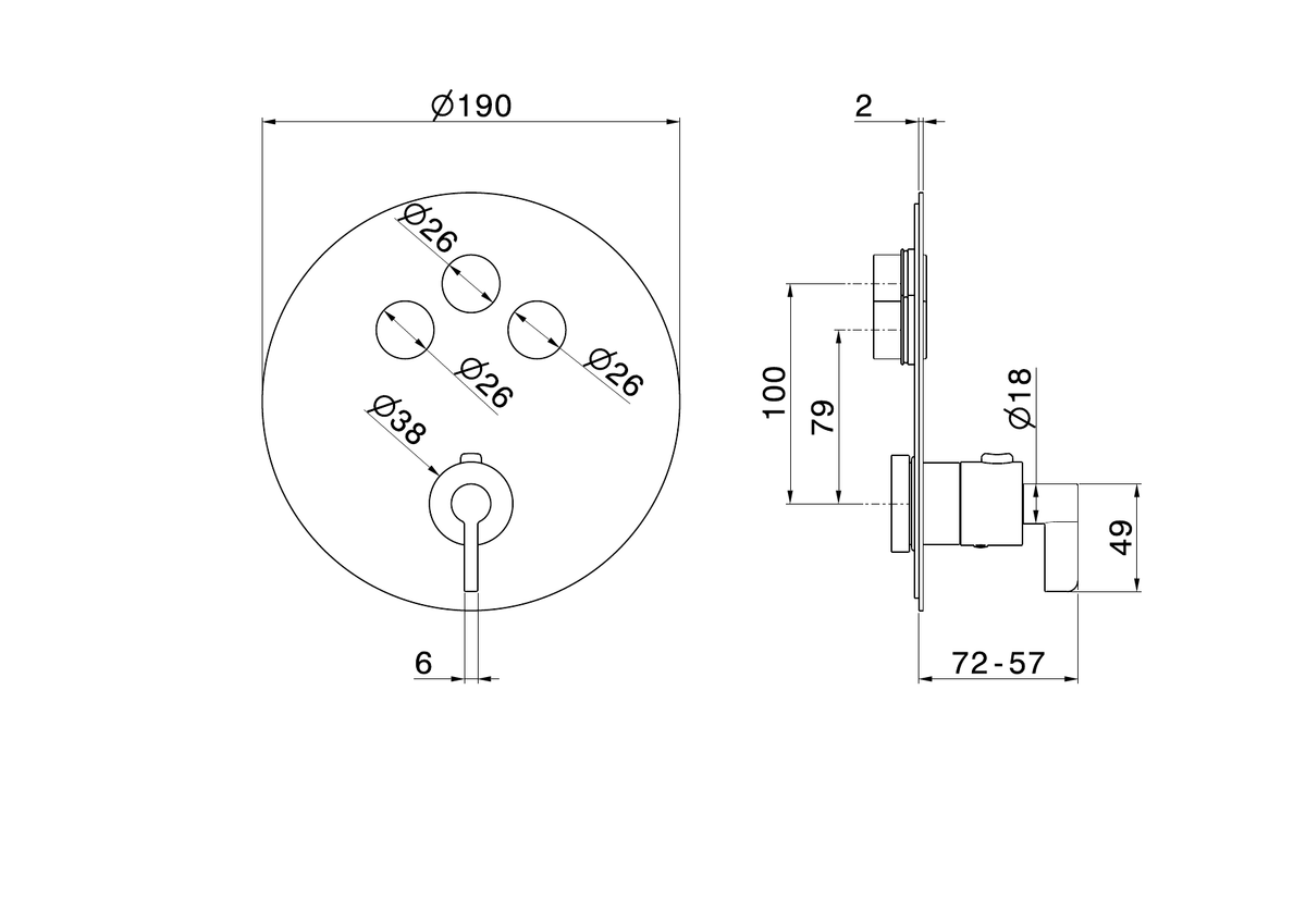 Newform 70457E - disegno tecnico