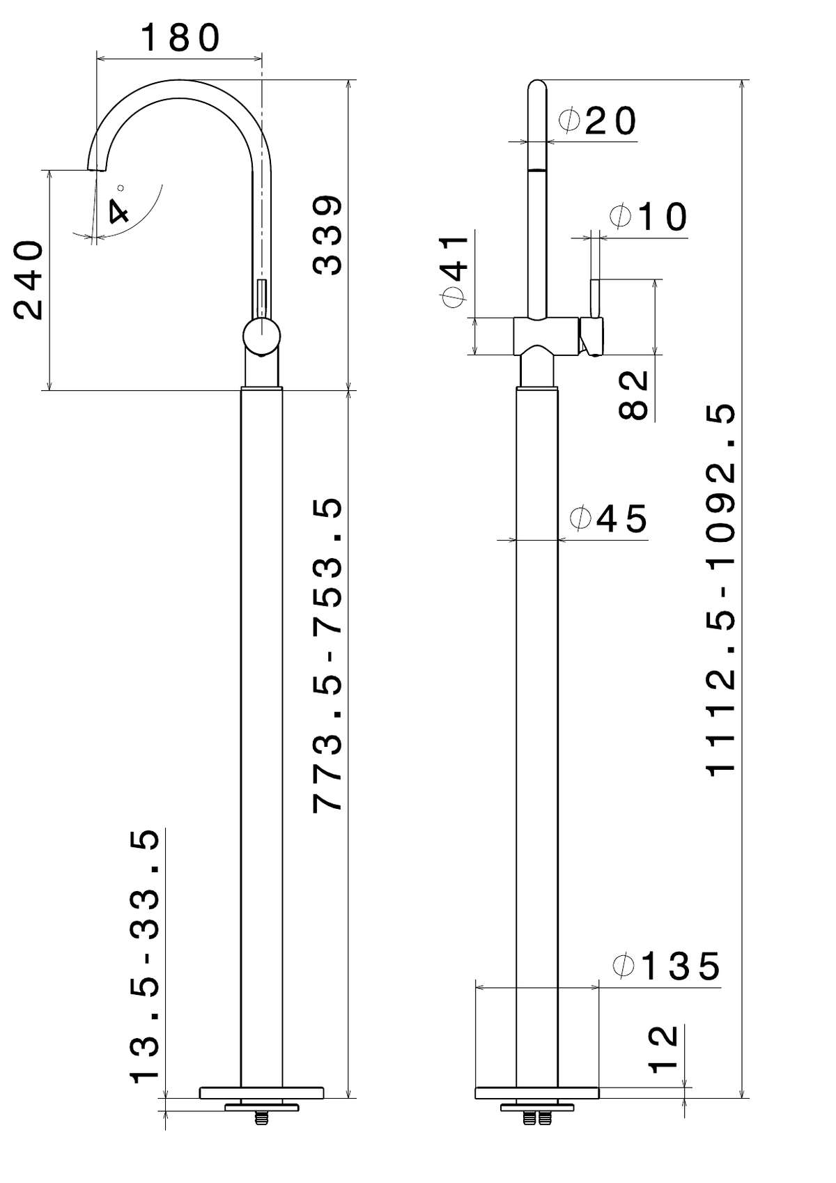 Newform 70818E - disegno tecnico