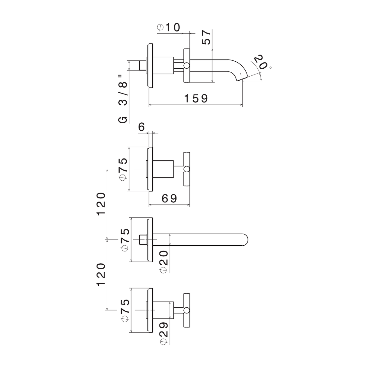 Newform 70820E - disegno tecnico
