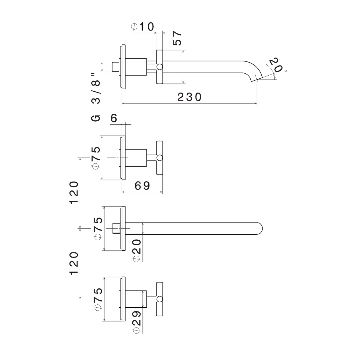 Newform 70822E - disegno tecnico