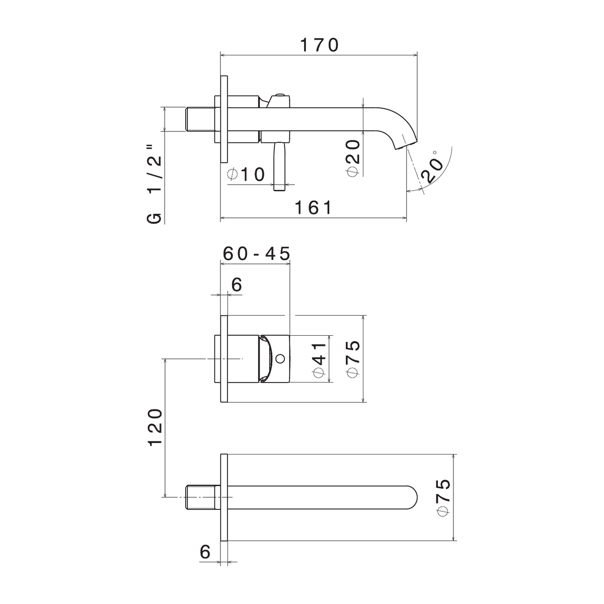 Newform 70828E - disegno tecnico