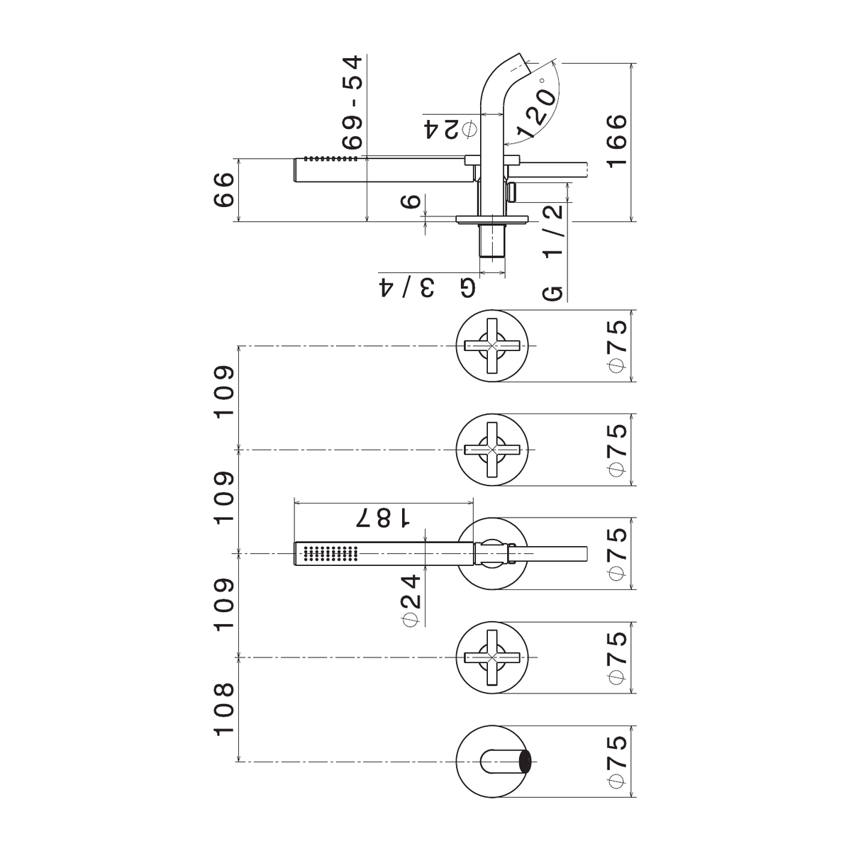 Newform 70873E - disegno tecnico