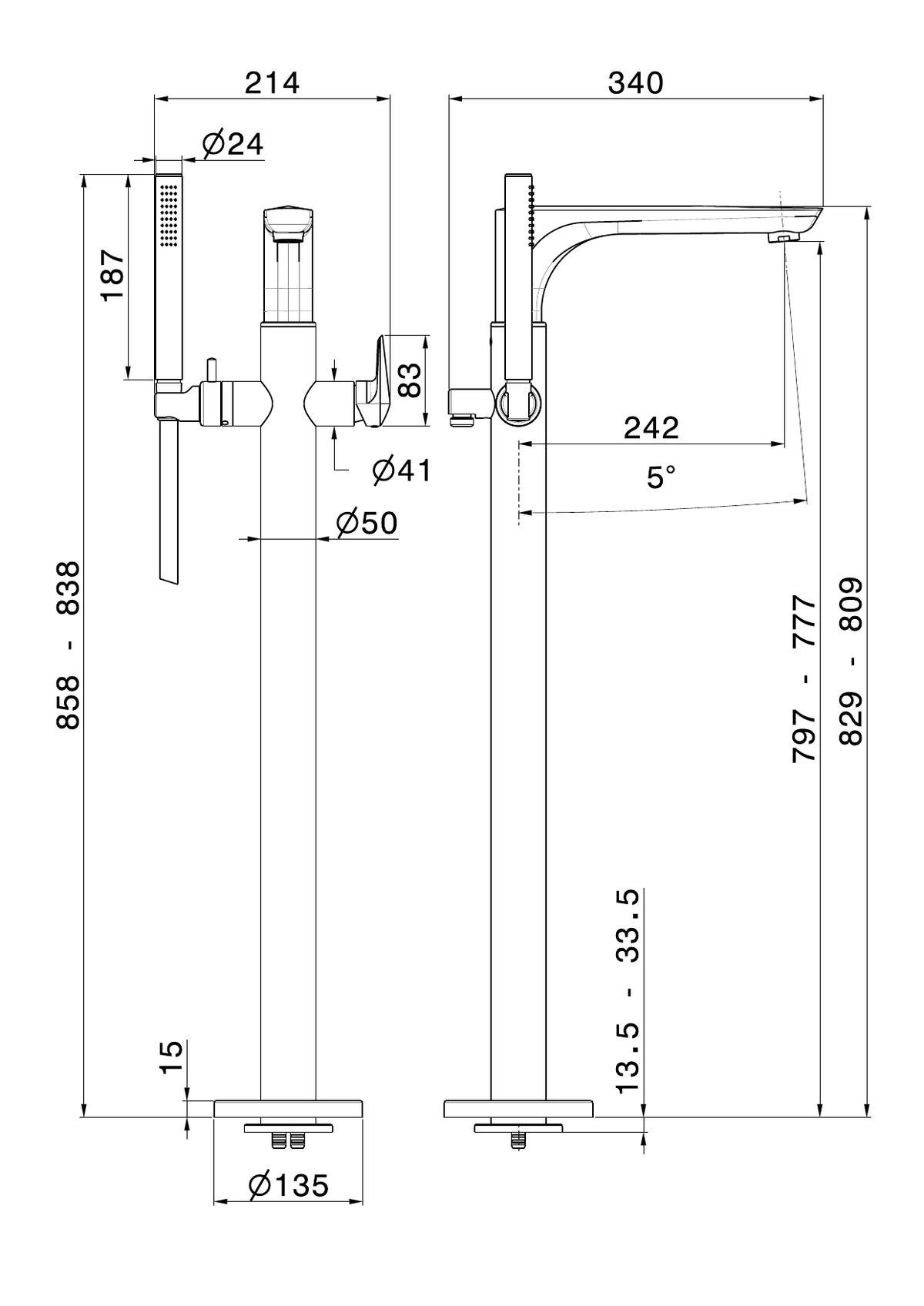 Newform 72284E - disegno tecnico