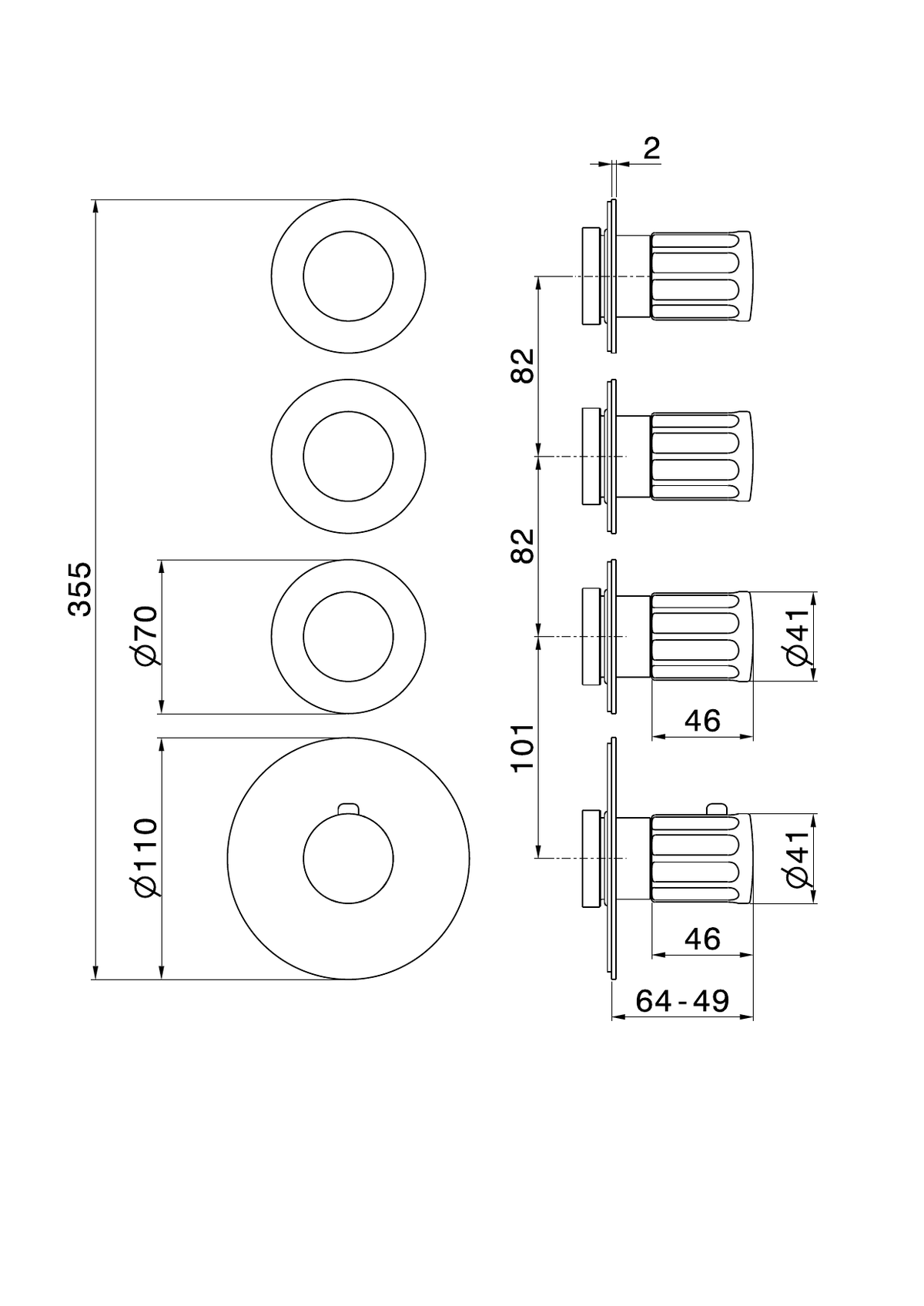 Newform 73401E - disegno tecnico