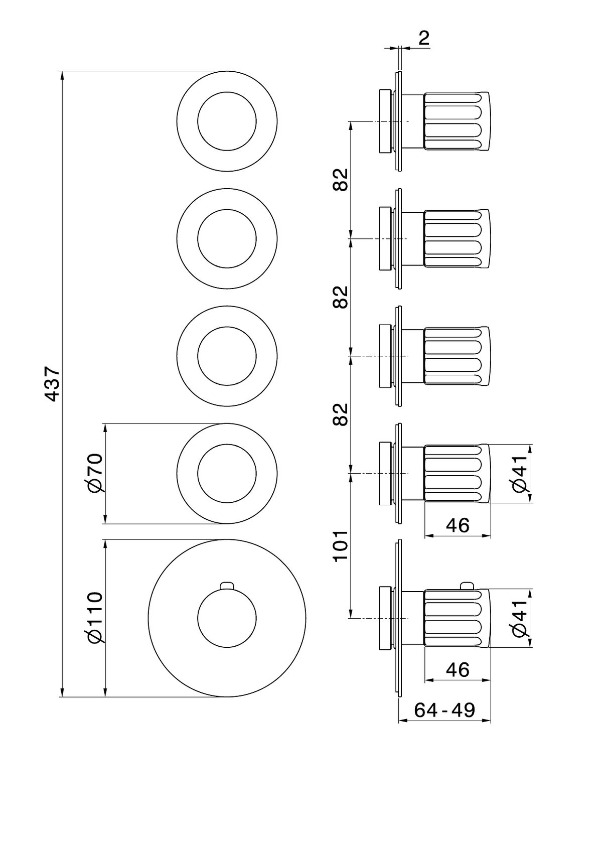 Newform 73402E - disegno tecnico