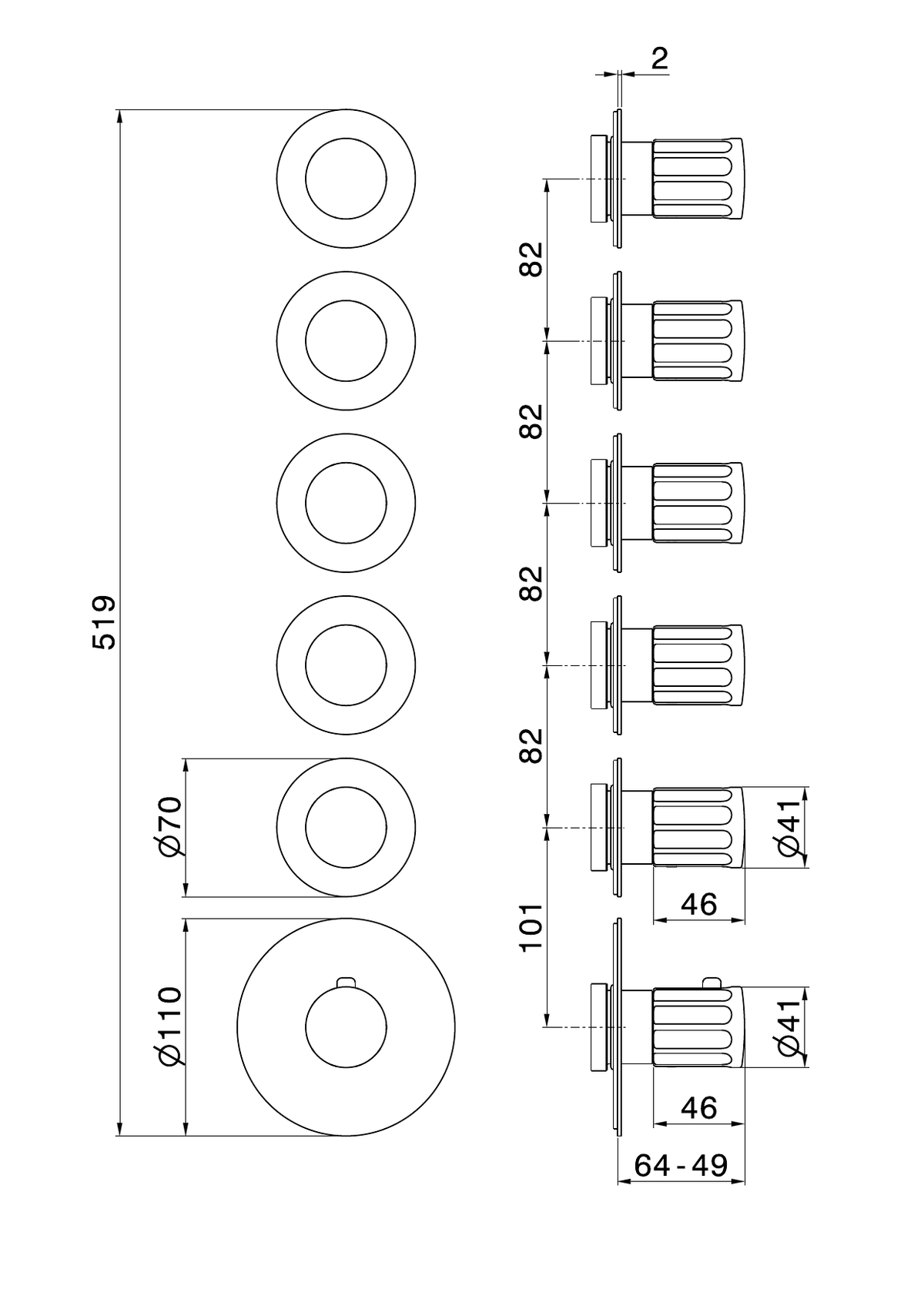 Newform 73403E - disegno tecnico