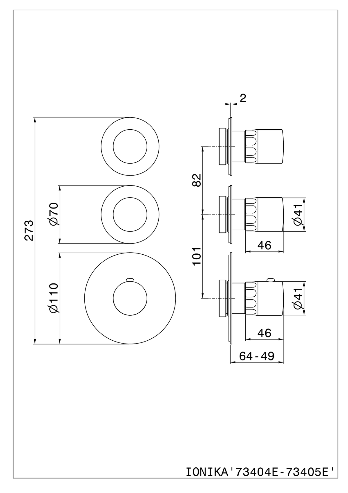 Newform 73405E - disegno tecnico