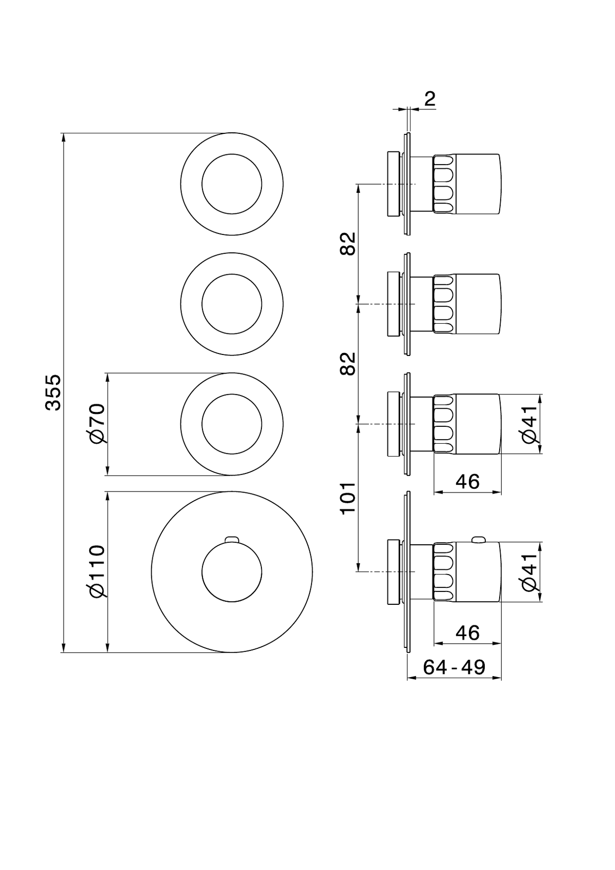 Newform 73407E - disegno tecnico